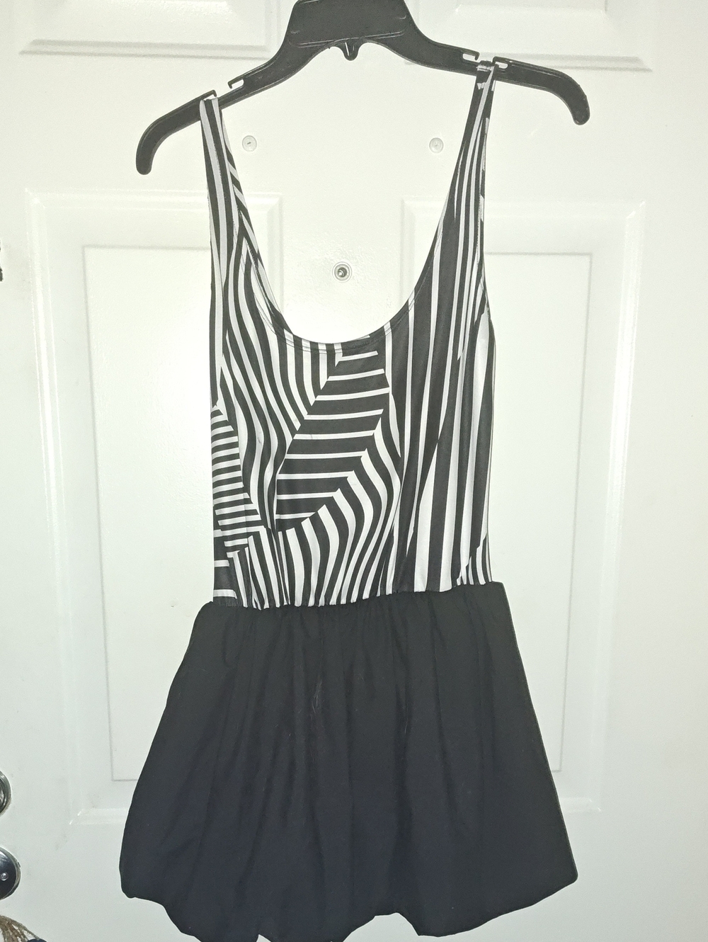 Black and White Striped Tank Romper